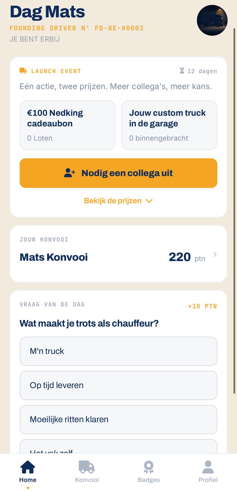 TruckerVerse app: een konvooi aanmaken