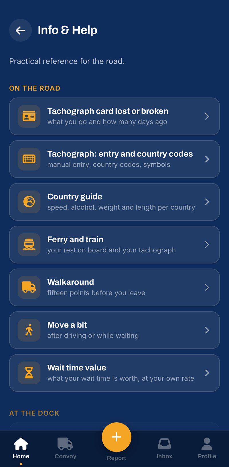 TruckerVerse app: Info en hulp, de kaarten voor onderweg van tachokaart tot wachtwaarde